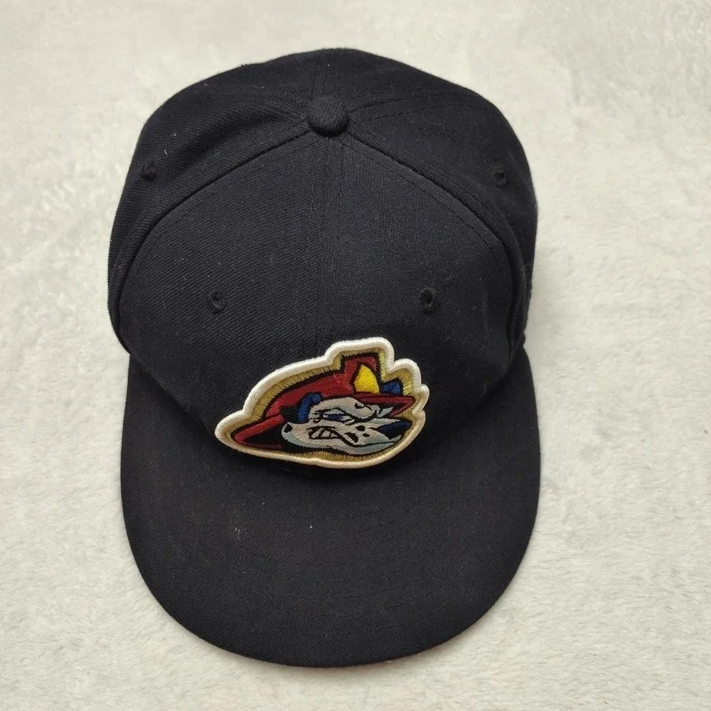 Peoria Chiefs New Era Hat Cap Fitted Mens 7 1/8 Black 59FIFTY Baseball Game Used